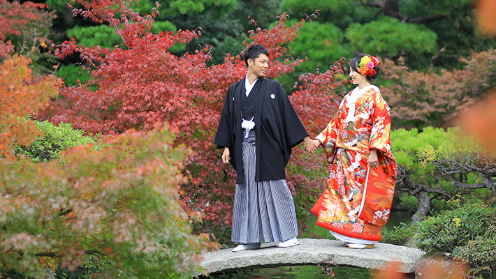 山口長府庭園紅葉和装2着前撮りプラン01