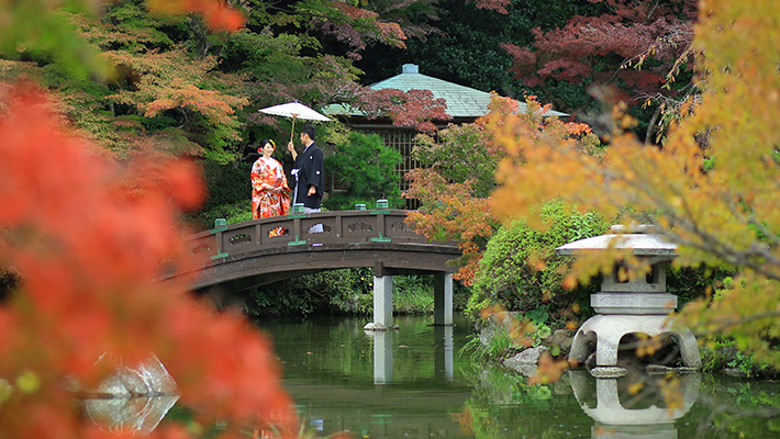 山口長府庭園紅葉和装2着前撮りプラン06